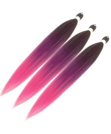 LDMY Pre-Stretched Braiding Hair Extensions - 8pcs Pack Purple Blue Pink Ombre - Colorful Synthetic Kanekalon Hair for Braids 90g Each - Buy Online on GoSupps.com