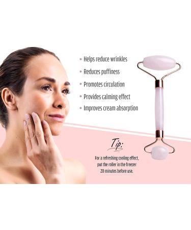 True Rose Beauty Rose Quartz Roller - Natural Facial Massage Tool for Skin Care - Reduce Dark Circles and Puffiness - 100% Authentic Crystal - Buy Online on GoSupps.com
