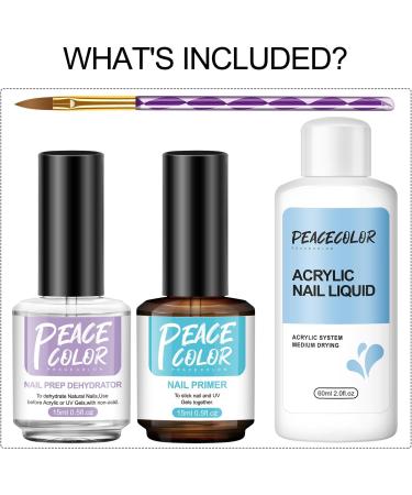 PEACECOLOR 60ML Acrylic Liquid Set with Nail Art Pen Brush Nail Prep Dehydrator and Primer Set Professional for Acrylic Nails Nail Art DIY at Home Beauty Gifts for Women Girls color 175 - Buy Online on GoSupps.com