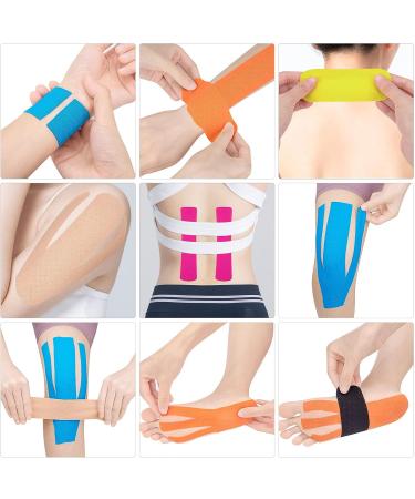 6 Rolls Kinesiology Tape  Breathable Cotton Sports Tape  Athletic Elastic Kneepad Muscle Pain Relief Knee Tape For Gym Running Football  Uncut Per Roll 16.4ft/5m-Skin  Pink  Blue  Black  Orange Yellow - Buy Online on GoSupps.com