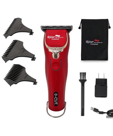 Ritter Hair & Beauty Care Omm-Cut Hair Trimmer, Beard Grooming Liner and Edger, 1.6" Blade, Li-ion Power 2-speeds, Work Corded & Cordless, 4 Hours Run Time (Red)