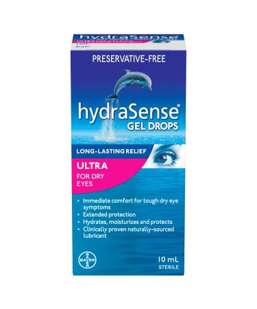 hydraSense Ultra Eye Drops For Dry Eyes - Preservative Free Eye Drops Gel Drops For Immediate Comfort And Extended Protection Dry Eye Relief Naturally Sourced Can Use With Contacts 10mL Eye Gel Drops
