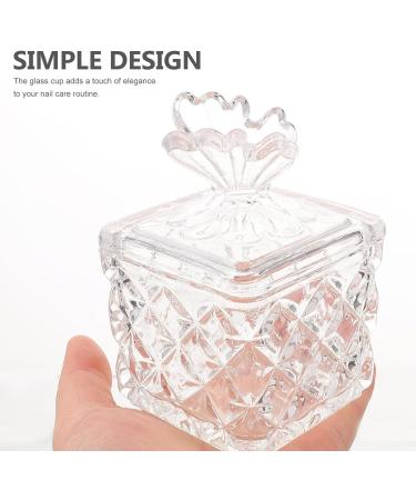 Healeved Glass Dappen Monomer Dish Square Crystal Acrylic Nail Cup with Butterfly Lid Acrylic Liquid Powder Dappen Bowl Dish Nail Manicure Tool - Buy Online on GoSupps.com