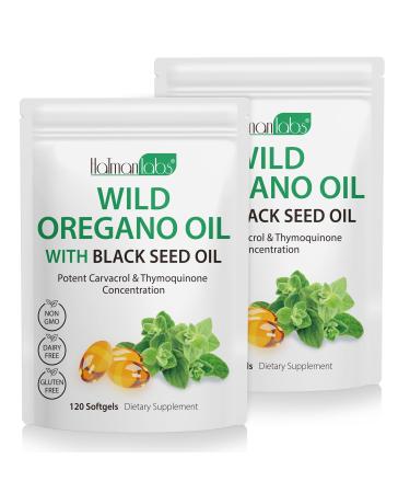 MXCZBSM Oregano Oil Capsules Organic 2 in 1 Oil of Oregano with Black Seed Oil 240 Count Oregano Oil Supplement Capsules Organic Oil of Oregano Extract Non-GMO Gluten Free