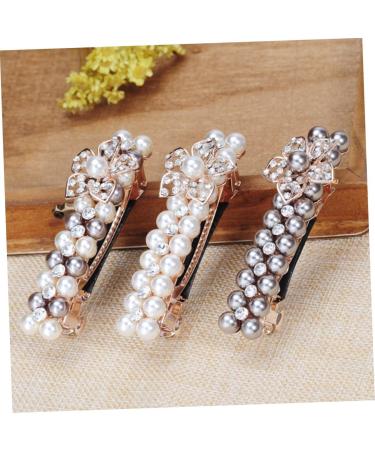 FRCOLOR Drill Hair Clip Hair Pin Hair Barrettes Hair Clip Pearl Hairpin Women Barrettes Hair Accessories Rhinestones Women's White Girl Hair Clip - Buy Online on GoSupps.com