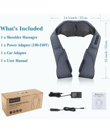 Shiatsu Neck Back Shoulder Massager with Heat - Electric Deep Tissue Massage Pillow for Full Body Relaxation - Home, Office, Car Use - Gray - Buy Online on GoSupps.com