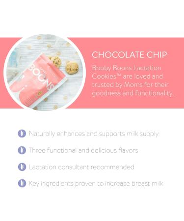 Booby Boons Lactation Cookies Chocolate Chip Pack of 3 Bags - 12 Cookies per 6oz Bag - Made with Gluten Free Soy Free Fenugreek-free ingredients to support and enhance breastfeeding. - Buy Online on GoSupps.com