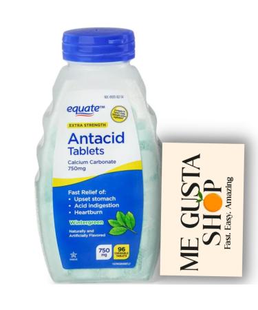 Equate Extra Strength Antacid Chewable Wintergreen Tablets 750 mg 96 Ct Pack of 01 Includes me Gusta Sticker