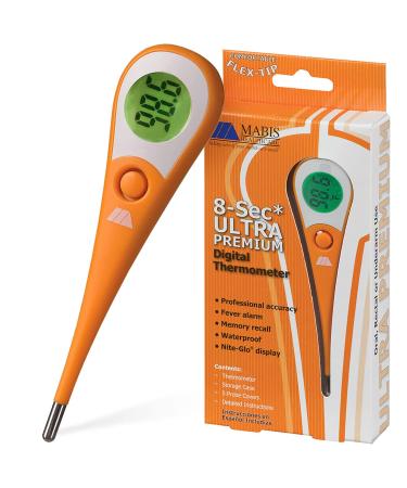 Mabis DMI 8-Second Ultra Premium Digital Thermometer - Fast Accurate & Stylish Orange | Ship Internationally - Buy Online on GoSupps.com