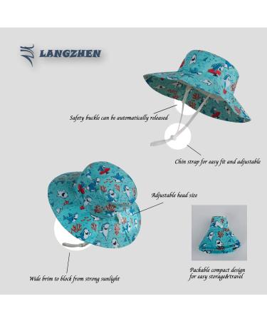 LANGZHEN Baby Girls Beach Sun Hat - Adjustable Wide Brim Toddler Kids Summer Play Hat with Chin Strap, Coral-Turquoise XL - Buy Online on GoSupps.com