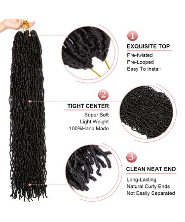 FAIRISE 8 Packs Faux Locs Crochet Hair - Long Soft 18 Inch Pre Looped Curly Wavy Goddess Locs for Black Women - Synthetic 1B Natural Black (Pack of 8) - Buy Online on GoSupps.com
