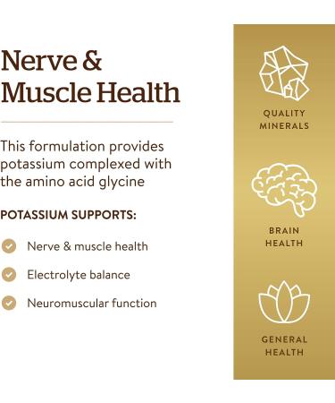 Solgar Potassium Amino Acid Complex 100 Tablets - Supports Nerve and Muscle Health - Promotes Electrolyte Balance - Non-GMO, Vegan, Gluten-Free, Dairy-Free, Kosher - 100 Servings - Buy Online on GoSupps.com