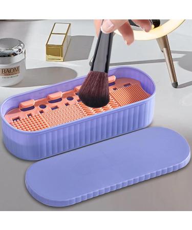 Esncddym Makeup Brush Cleaning Mat Brushes Organizer Cleaning Mat Drying Holder - Portable Dustproof Cleaning Tool for Makeup Brushes Sponges Three Generations of Purple - Buy Online on GoSupps.com