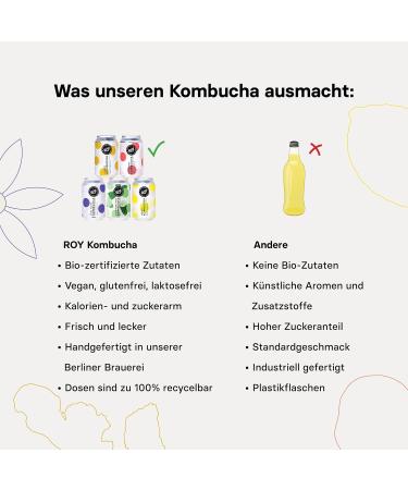 Roy Kombucha Lemon Bio - Organic Vegan Gluten-Free 6 Pack (330ml) | Handmade in Berlin - Buy Online on GoSupps.com