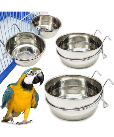 2 x food bowl for parrot cage stainless steel with hooks food container 4 sizes hanging feed shell for birds parrot animal small dog BPS-1130 x 2 silver - Buy Online on GoSupps.com