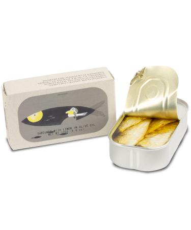 Canned Sardines with Lemon and Olive Oil by Jose Gourmet, Wild Caught Portuguese Sardines, Canned Fish in Olive Oil, Omega 3, Fair Trade, 125g Can