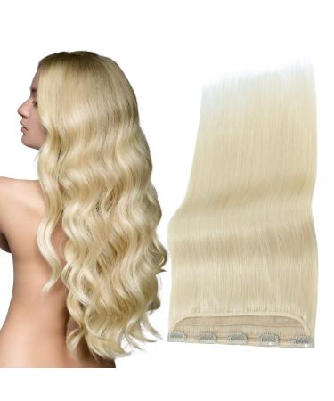 8-24 Inch Clip in Hair Extensions One Piece 100% Remy Human Hair 3/4 Full Head Straight Long (14 inch/45g #60 Platinum Blonde) 14 Inch (40 g)-1pc Platinum Blonde