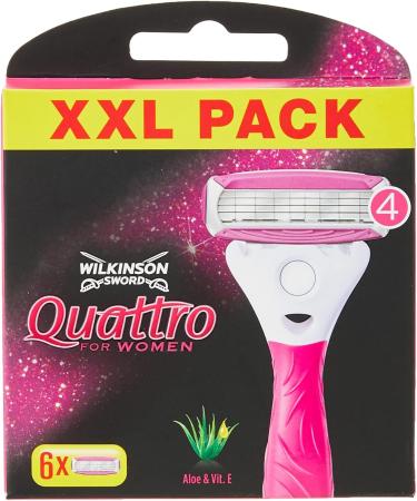 Wilkinson Sword Quattro for Women Razor Blades - 6 Pieces (Pack of 2) | Premium Women's Razors for a Smooth Shave - Buy Online on GoSupps.com
