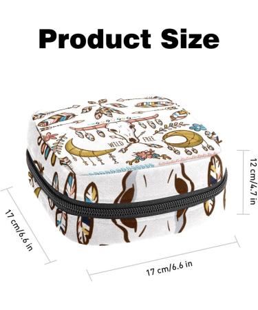 Boho Wild Animal Skull Head Feather Sanitary Napkin Storage Bag - Portable Menstrual Pad Holder for Women - Multicolored - Buy Online on GoSupps.com