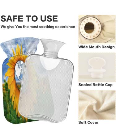 Sunflower World Hot Water Bottle - 2L Soft Fleece Cover for Hot & Cold Compresses - International Shipping Available - Buy Online on GoSupps.com