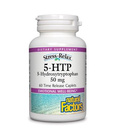 Stress-Relax 5-HTP 50 mg by Natural Factors, Promotes Emotional Well-Being, 60 Caplets