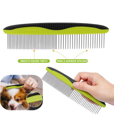 Pecute Double Sided Dog Brush and Comb Set for Grooming | Removes Loose Undercoat Knots and Mats | Dog Grooming Tools | Green - Buy Online on GoSupps.com