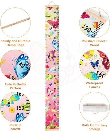 HIFOT Kids Growth Chart Butterfly Canvas Wall Hanging Rulers for Boys Bedroom Decor - 74.8''* 7.87 - Buy Online on GoSupps.com