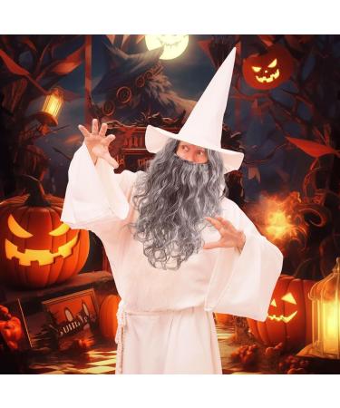 UILYNIU Wizard Wig and Long Beard Men's Long Curly Grey Wig Cosplay Wizard Sorcerer Prophet Wig for Carnival Halloween Christmas Costume Wigs Old Men Cosplay Wig Adult Fancy Dress Party Wig (Grey) - Buy Online on GoSupps.com