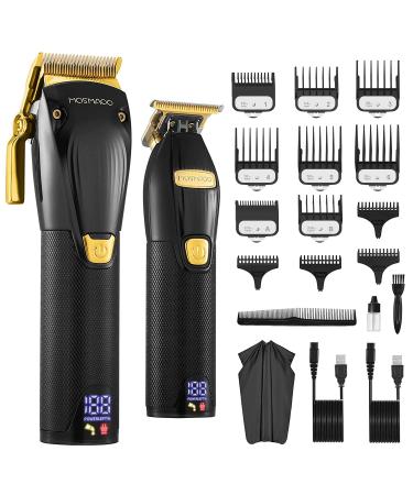 MOSMAOO Professional Cordless Hair Clippers and Hair Trimmer Combo Set for Barbers&Stylists, Clippers for Hair Cutting &Sharp T-Blade Beard Trimmer with Metal Guide Combs for Men, Women, and Kids