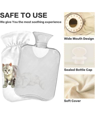 2L Cat Portrait Hot Water Bottle with Cover Pain Relief & Winter Hand/Feet Warmer - Buy Online on GoSupps.com