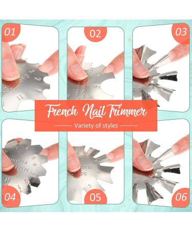 French Nail Trimmer Set - Stainless Steel Cutter with 5 Spare Blades for Acrylic Nails - DIY Manicure Tool with 2 Handles - Silver - Buy Online on GoSupps.com
