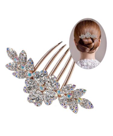 Bridal Bride Hair Accessories Flower Alloy Leaf Hair Pin Wedding Hair Piece Pins for Women Mother of Bride Handmade Comb Multicolored Hair Accessories for Wedding and Party