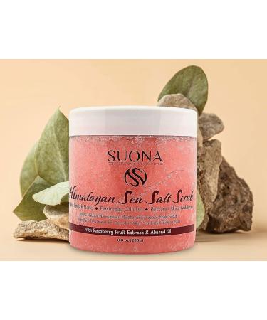 Himalayan Salt Body Scrub with Sweet Almond Oil and Raspberry Extract - Exfoliating and Moisturizing Non-Greasy Formula for Deep Cleansing - 8.8 oz - Buy Online on GoSupps.com