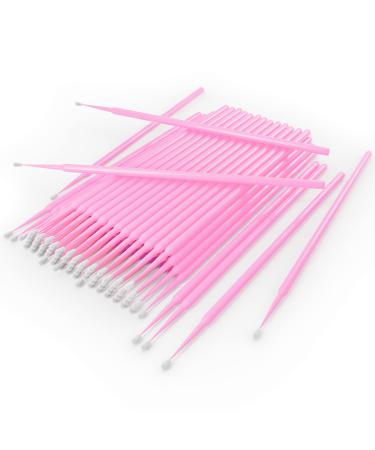 HGLOZ Microswabs for Eyelash Extensions Pack of 500 in Pink  2mm Soft Micro Applicator Brush with Microfiber Wands  Suitable for Cleaning and Applying Make-up