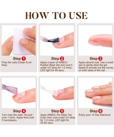 AIMEILI 5 in 1 Rubber Base Gel Sheer Color Nail Polish - Elastic UV LED Soak Off Coat & Strengthener (589) - Buy Online on GoSupps.com