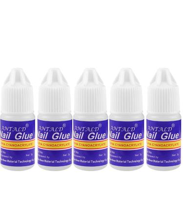 Nail Glue Gel - 5PCS Nail Supplies for Nail Techs | Nail Tip Glue Professional Nail Glue False Nail Tips Glue for Nail Gems and Rhinestones Suanq