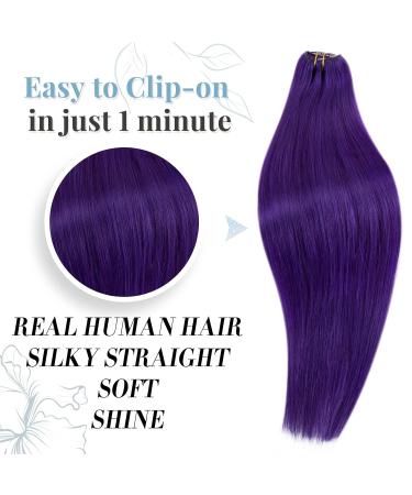 Runature 50cm Purple Clip In Real Hair Extensions - 20 Inch Smooth 70g Violet Hair Clips (5pcs) - Buy Online on GoSupps.com
