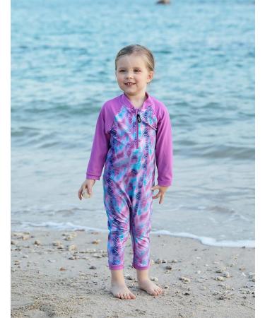 weVSwe Baby Toddler Boy Swimsuit UPF 50+ Sun Protection Rash Guard with Crotch Zipper | Purple Fish Scales | 0-3 Years - Buy Online on GoSupps.com