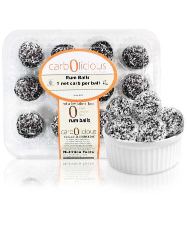 Low Carb Rum Balls 12-Pack By Carb-o-licious - Delicious Keto Sweets With Only 1 Net Carb Per Ball - Healthy Snack With Almond Flour- Best Tasting Low-Carb Diet Treat Ever!