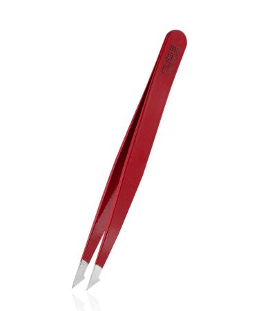 Rubis tweezers Evolution 2in1 - pointed weird and fine - splinter tweezers for ingrown hair and splinter - pluck eyebrows - red - red