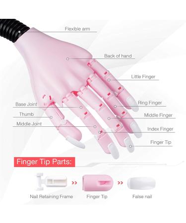 HoMove Nail Practice Hand Set - 2 Piece Pink Acrylic Nail Practice Tool with 100 Fake Nails - Buy Online on GoSupps.com