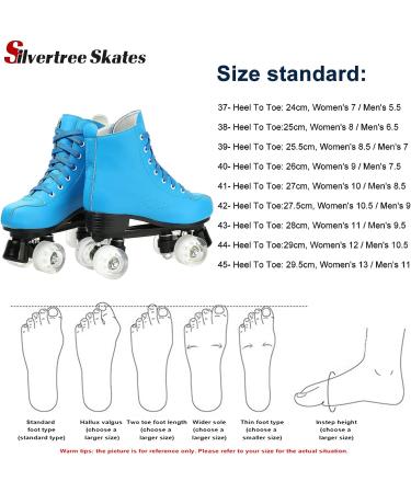 Silvertree Women's PU Leather High-top Roller Skates - Blue Flash Wheel, Size Women's 9 / Men's 7.5 with Carry Bag - Buy Online on GoSupps.com