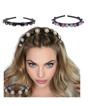 Double-Layered Headbands with Clip - Imitation Diamonds and Pearl | BeautyHair - Buy Online on GoSupps.com