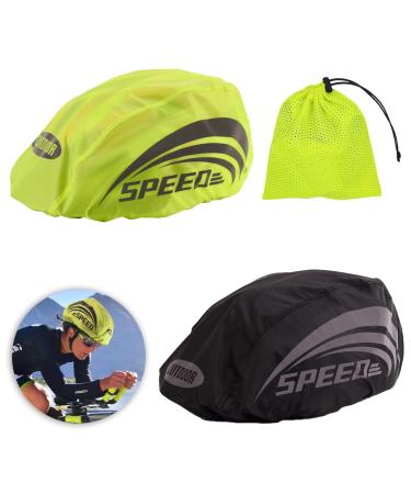 Zimoer 2 pieces bike helmet rain protection helmet rain protection reflective bicycle helmet reflectors cover helmet cover rain cover helmet cover bike high visibility for all helmets (green black)