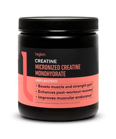 LEGION Micronized Creatine Monohydrate Supplement - Clean Creatine Powder for Muscle Gain & Post Workout Recovery - Micronized Creatine Supplement for Maximum Absorption (60 Servings Unflavored)