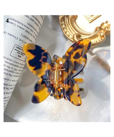 Yinyime hair clipping sweet fairy butterfly shape hair clips marble leopard print hair clips women acrylic hairpins barrettes hair accessories gift (color: 4)