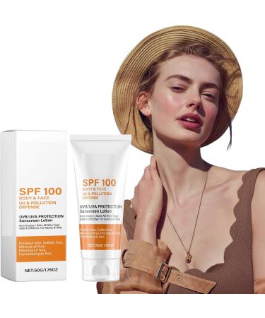 VNAKER Sunscreen Spf 100 Body and Face Sunscreen Including UVBUVA Sunscreen Lotion 50g Nongreasy Suitable for All Skin Types 2 pieces - Buy Online on GoSupps.com