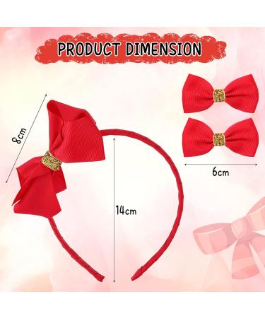 Greoer Red Ribbon Headband Soft Satin Red Bowknot Hairband with 2 Pieces Red Hair Bows Bow Headband Hair Accessories for Women and Girls for Birthday Daily Decoration Back to School Accessories - Buy Online on GoSupps.com