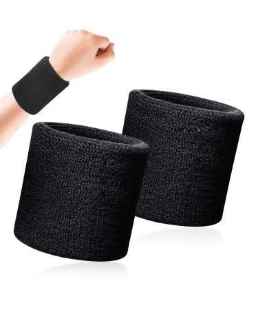Quelcc 2 pieces of welding ribbons welding tape wrist fitness arm welding tape sports welding strap bracelet soft cotton for tennis handball & running black