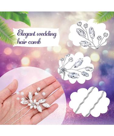 5 Piece Wedding Hair Comb Set - Pearl Crystal Bridal Hair Pins & U-Shaped Rhinestone Side Comb - Silver Hair Accessories for Brides & Girls - Buy Online on GoSupps.com